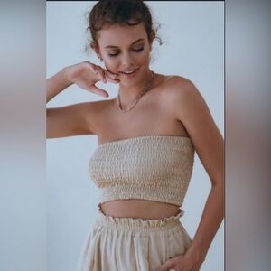 BALILN Fenzi Smocked Top Size M Color Beige